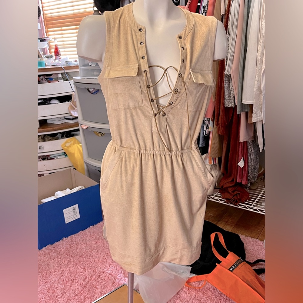 Small Bebe Leather faux suede leather dress